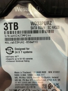Western Digital 3TB WD Purple Surveillance Internal Hard Drive HDD - SATA 6 Gb/s - Picture 1 of 4