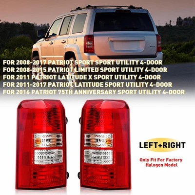 For 2008-2017 Jeep Patriot Tail Lights Brake Replacement Lamps Left+Right Pair - Image 1 of 4
