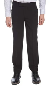 Calvin Klein Boys' Flat-Front Bi-Stretch Slim Fit Dress Pant, Black 8 - Picture 1 of 5