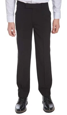 Calvin Klein Boys' Flat-Front Bi-Stretch Slim Fit Dress Pant, Black 8 - Image 1 of 4