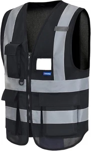 AYKRM 21 colors high Vis vest Zipper Front High Visibility vest Hi Vis Executive - Picture 1 of 22