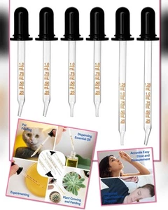 Paquete de 6 goteros de vidrio para medir plantas rectas dobladas alimentación mascota medicina ojo - Imagen 1 de 10