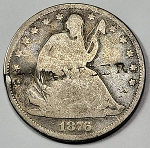 1876 CC Seated Liberty U.S. Half Dollar W/ Counter Stamp "J. Wampler" - Picture 1 of 2