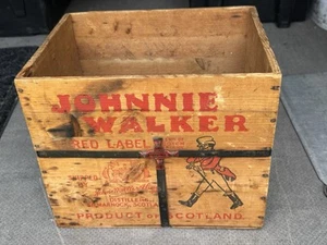 Vintage Johnnie WALKER Shipping Box w/ Metal Banding Straps & JW CRIMPS SCOTLAND - Picture 1 of 9