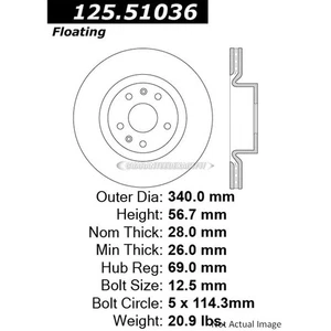 For Hyundai Genesis Coupe 2010-2016 Centric Front Brake Rotor Disc - Picture 1 of 3