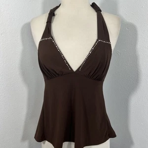 Fashion Magazine Halter Top Womens S Babydoll Rhinestones Kawaii Coquette Y2K - Picture 1 of 7