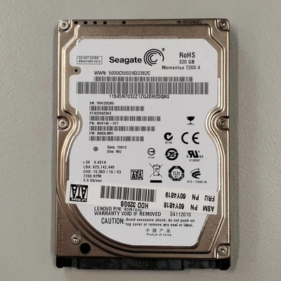 Seagate Momentus 320GB 2.5" SATA II 3Gbps HDD 7200 RPM 16MB ST9320423AS 60Y4819 - Image 1 of 4