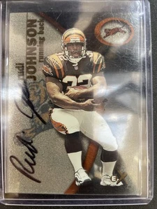E-X #112 2001 Rudi Johnson 16/1500 - ¡Autógrafo RC! Rookie Bengals Auburn - Imagen 1 de 2