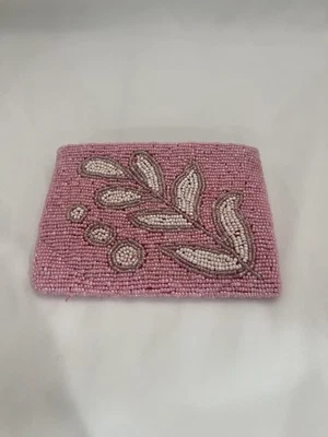 Unitalla Vintage Purse Wallet Beaded Pink With White - Image 1 of 4