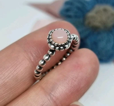 Genuine Pandora Pink Opal October Birthstone Bloom Ring  Size 50 💕  S925 ALE   - Image 1 of 4