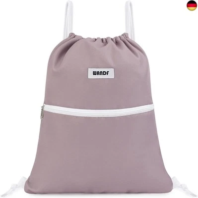WANDF Rucksack mit Kordelzug Turnbeutel Sportbeutel Gym Bag Mit Aussentasche