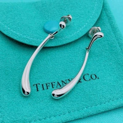 TIFFANY & Co. Pendientes Doble Lágrima Plata 925 Accesorio Joyería Vintage Foto 1 de 4