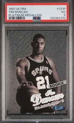 1997-98 Fleer Ultra Rookie Tim Duncan #131P medalhão de platina /100 PSA RC HOF - Imagem 1 de 2