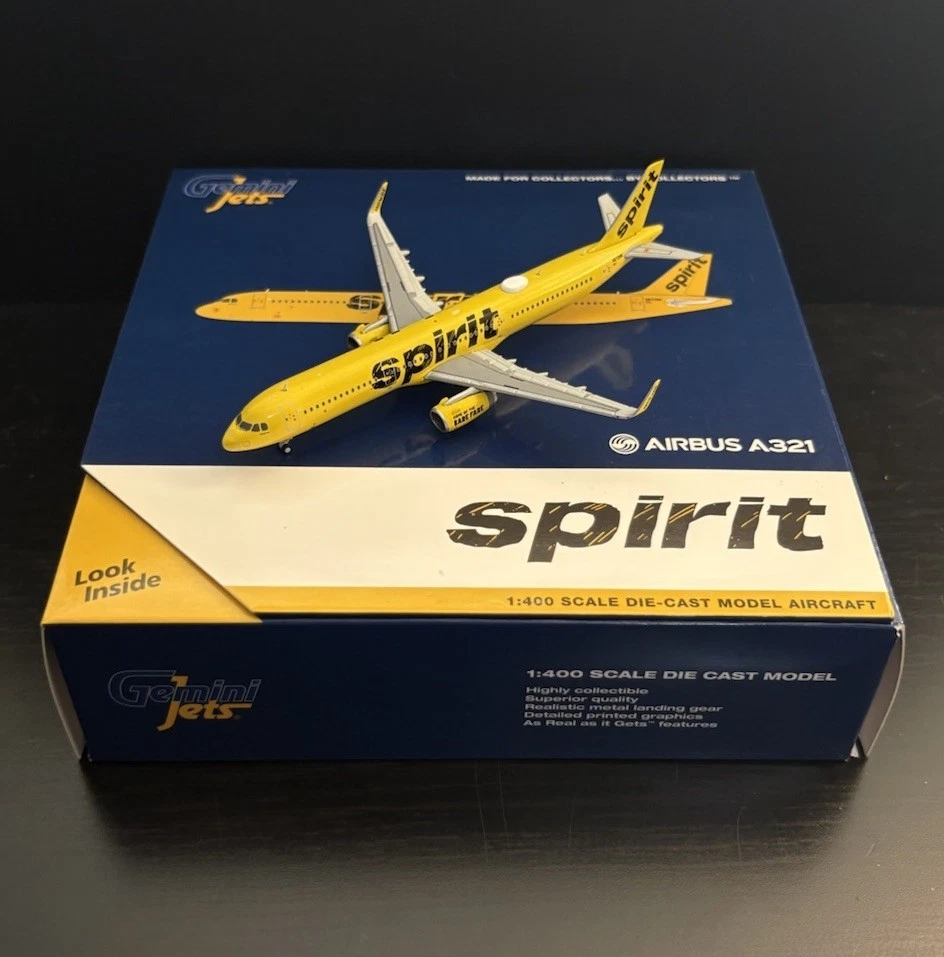 GeminiJets 1:400 Spirit Airlines Airbus A321 N672NK GJNKS1526 Airplane Model - Image 1 of 4