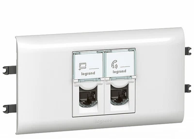 Legrand 78693 - Prise Double RJ45 Cat.6 Mosaic et support pour DLP 65 mm - Photo 1/3