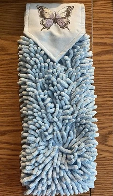 Новый Norwegianx шениль вручную полотенце светло-синий с бабочка дизайн - Изображение 1 из 3