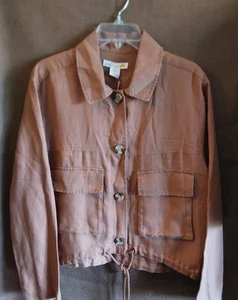 C & C California Jacket In Lyocell/Linen In a Brown, L - Picture 1 of 4