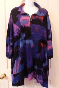 TS Sz XL Stretchy Bold Colours Tunic Top with Zip Collar & Pockets Warmer Style