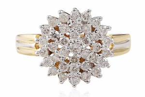 Pave 0,72 cts tondo brillante taglio diamanti Anello Fidanzamento in 585 14K oro - Foto 1 di 3