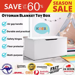 White Storage Chest Bench Blanket Kid Toy Box Ottoman Bedroom Nursery Hallway AU - Picture 1 of 9