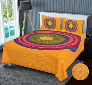 Merigold Flower Color with nice combo color Bed Sheet in Jaupr Style - Picture 1 of 4