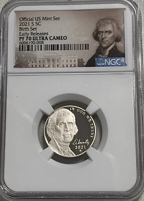 2021 S 5c Nickel NGC PF70 Ultra Cameo Birth Set Early Releases - Image 1 of 3