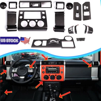 ABS 碳纤维中心套件全内部装饰盖适用于丰田 FJ Cruiser 07-21 — 第 1/4 张图片