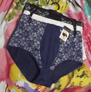 3 NEW PRIMA VALENTINA 68022 NY LACE OVERLAY PANELS MICROFIBER BRIEF PANTIES M - Picture 1 of 2