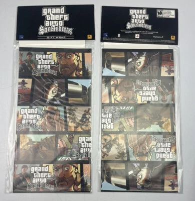 2004 Grand Theft Auto: San Andreas Gift Wrap Promo Wrapping Paper - Lot of 2 GTA - Image 1 of 2