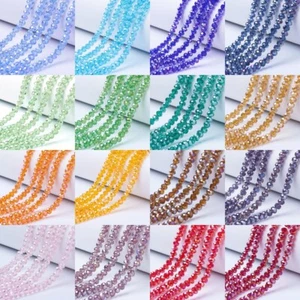 10Strands Faceted Rondelle Glass Beads Shiny AB Crystal 4mm-8mm Mixed Colors - Picture 1 of 50