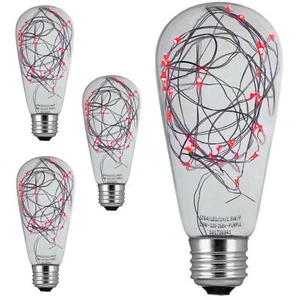 4Pack ST64 LED Red Replacement Light Bulbs, Christmas Globe Bulbs, E26, 1.5W - Picture 1 of 1
