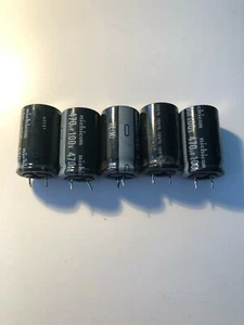 UHE 470uF 100V 10000h Long Life Electrolytic Capacitor genuine Nichicon x5 pcs - Picture 1 of 3