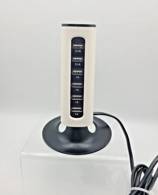 Estación de carga Sharper Image Charge Tower Pro 6 puertos cargador USB 5 pies. Cable Foto 1 de 4