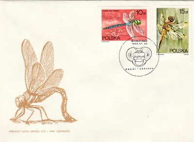 Poland FDC 1988 Polish Dragonflies; Set of 3 combo Covers! - Image 1 of 3