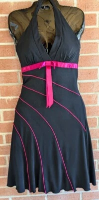 Vestido Babydoll Halter LOVE TEASE Talla S Rosa Caliente Lazo Tul Capricho Lechera Foto 1 de 4