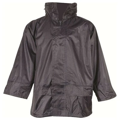 Waterproof Coat Jacket Stormguard  PVC Packaway Mens Womens Black - Image 1 of 3