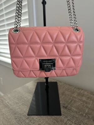 NEW MICHAEL KORS VIVIANNE MEDIUM SHOULDER FLAP BAG IN PEACH - Image 1 of 4