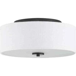 Inspire 13 in. 2-Light Graphite Ceiling Light Drum Flush Mount P350130-143 - Picture 1 of 11