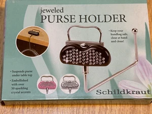 50 Crystal Accents Jewel Embellished Silver PURSE HOLDER New in Box E&B Giftware - Picture 1 of 4