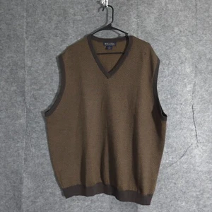 VTG Brooks Brothers Vest Mens 2XL XXL Brown Knit Extra Fine Merino Wool Casual - Picture 1 of 13