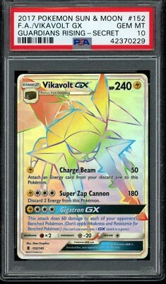 2017 Pokemon Sun Moon Vikavolt GX #152 Guardians Rising Secret eBay 1/1 PSA 10 - Image 1 of 2