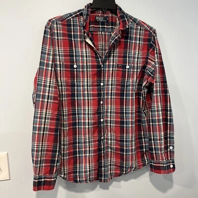 Polo Ralph Lauren Shirt Mens Xxl Blue & Red Plaid Button Up Cotton Front Pockets - Image 1 of 4