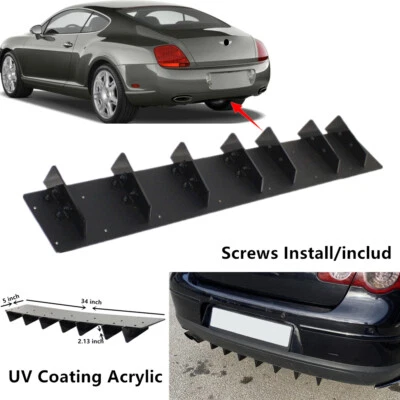 34x5" Fit For Bentley Continental GT 04-10 Rear Bumper Lower Diffuser Shark Fin Foto 1 de 4