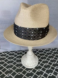The Higbee Co. Cleveland Genuino Importado Trenza Paja Fedora Sombrero, Talla 7 1/4 de Colección - Imagen 1 de 13
