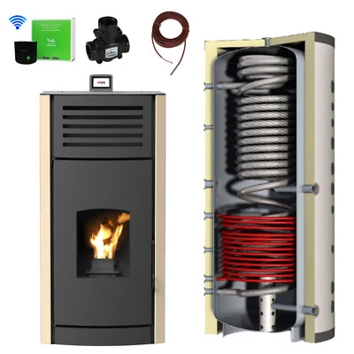 Estufa de Pellets/Caldera Pellets 24 Kw Beige Con Hygiene-Pufferspeicher - Imagen 1 de 4