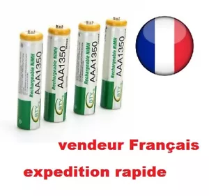 LOT 4 PILES NI-MH rechargeables BATTERIES ACCU LR03 AAA 1350 mAh Neuves - Imagen 1 de 2