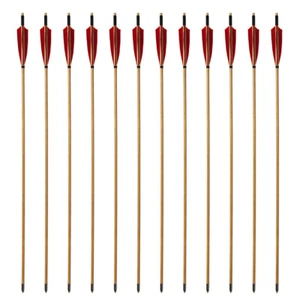 12PCS Wooden Arrows 32" Hunting Arrows Natural Feathers Traditional Archery - Picture 1 of 36