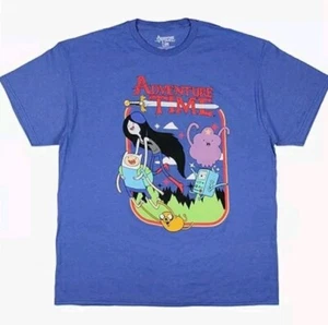 Adventure Time Men's T-shirt Finn & Friends Size Large Blue - Picture 1 of 3