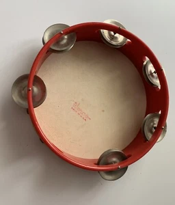 Vintage Werco TAMBOURINE   7" Round  Made in USA Red Beige - Picture 1 of 7