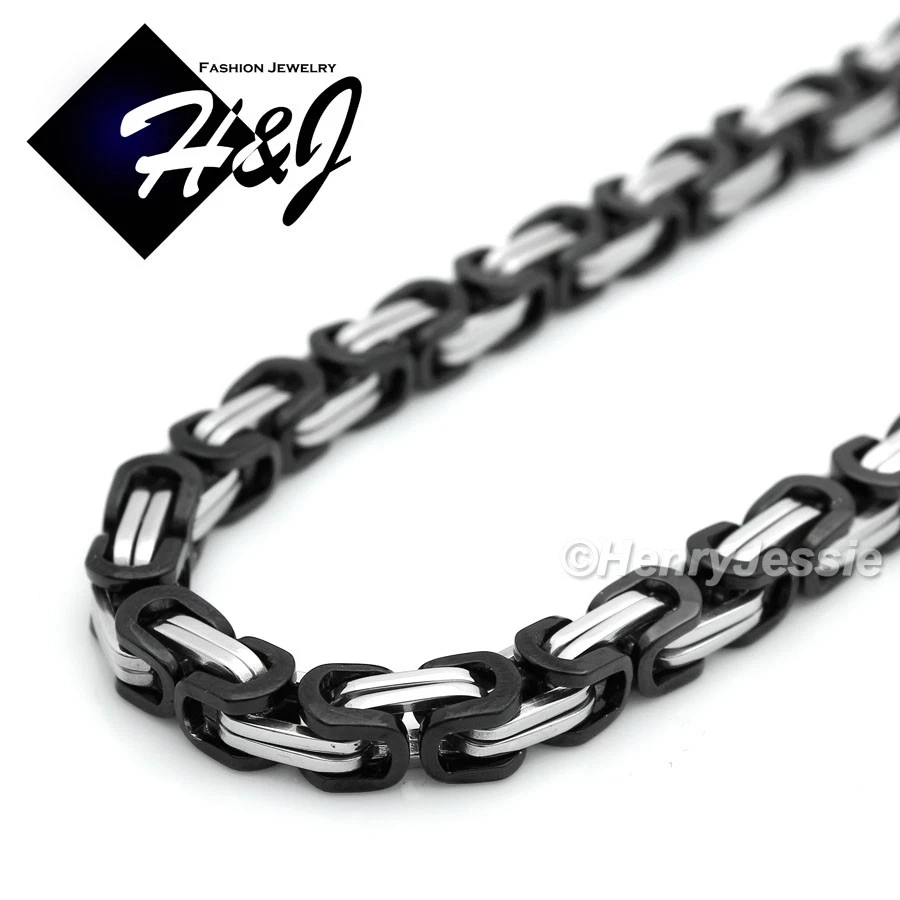 18"-40"Stainless Steel 4/6/9mm Silver/Gold/Black Plated Byzantine Box Necklace - Image 1 of 1